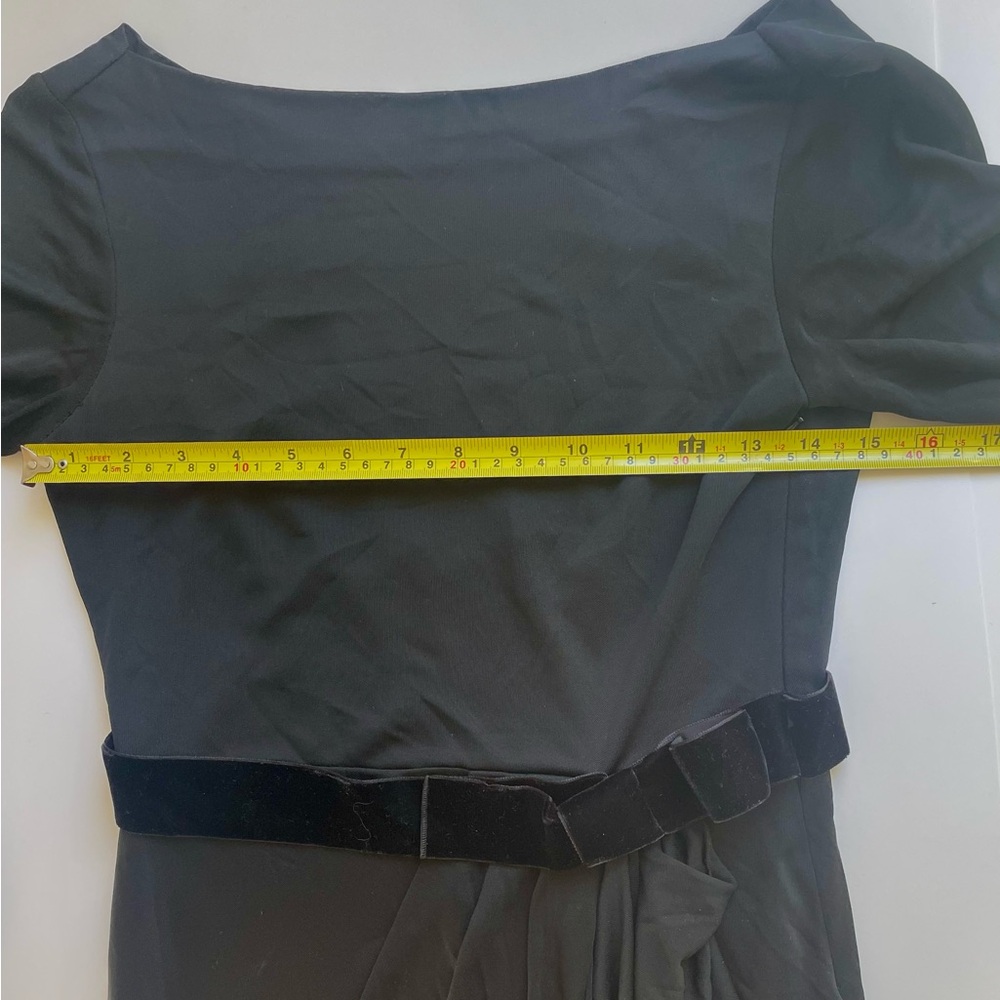 Vintage Valentino Roma Black Draped Dress with Velvet Belt Rare Retro Italian - Picture 9 of 12